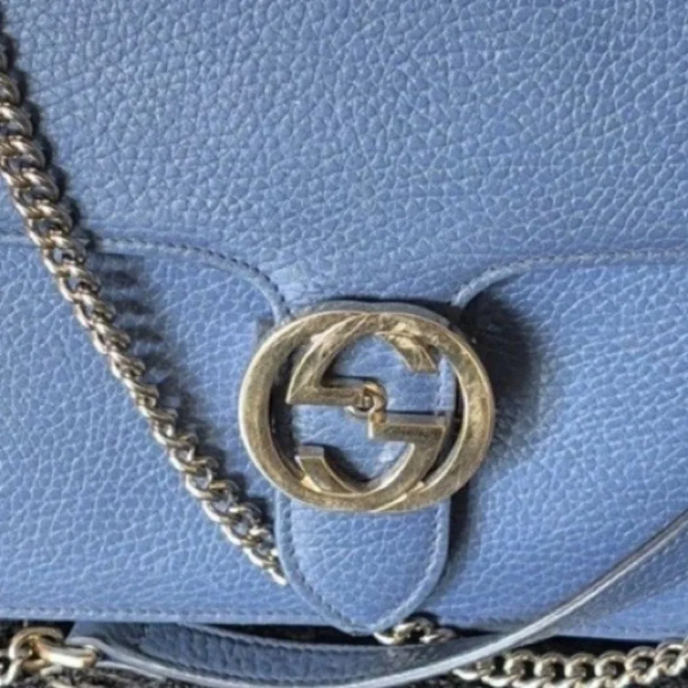 Gucci Interlocking GG Medium Leather Blue Crossbody Shoulder Bag - Picture 6 of 6